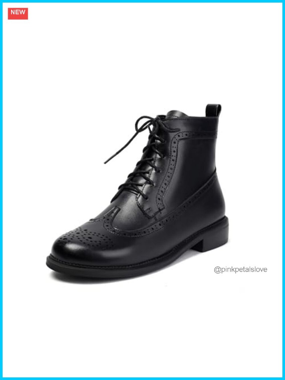 Women's Wingtip Oxford Combat Ankle Boots Side Zip PU Lace Up Brogue Booties